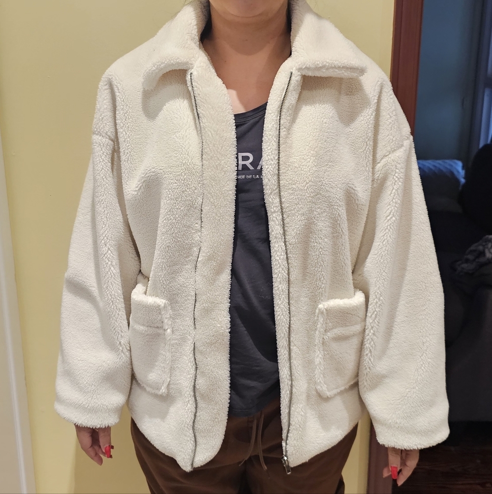 Showpo Cream Teddy Jacket